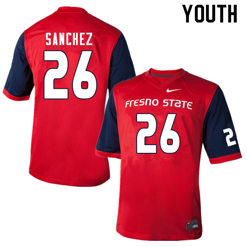 Youth #26 Mathew Sanchez Fresno State Bulldogs College Football Jerseys Sale-Red